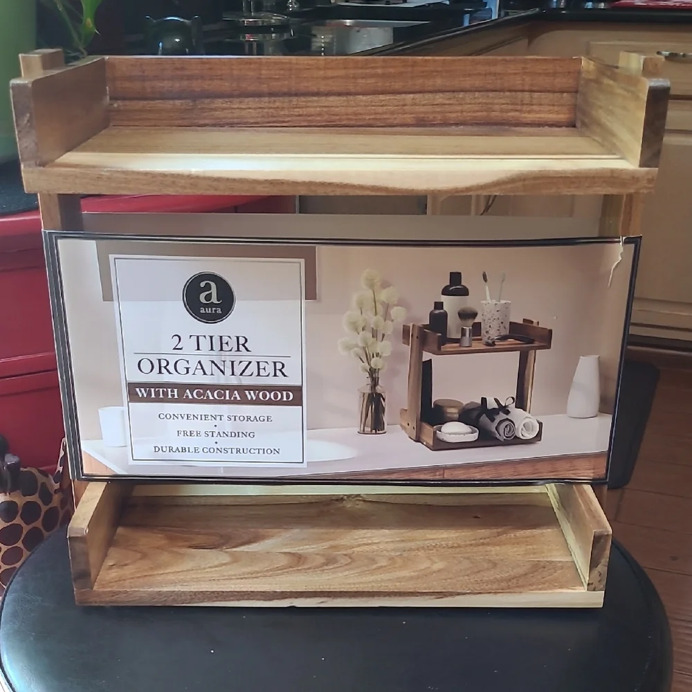2 Tier Solid Wood Organizer